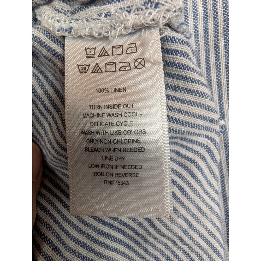 Tahari Womens 2X Linen Tunic Dress Stripe Beach Coverup Lagom Coastal Travel - Picture 6 of 7
